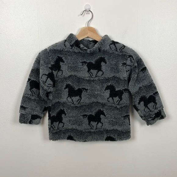 CYNDY Love Aspen Design Kids 4T Pullover Sherpa Winter Sweatshirt Horse Print - Picture 1 of 5